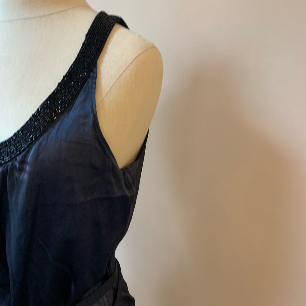 Express Beaded Navy Silk Tank Top - Picture 4 of 6